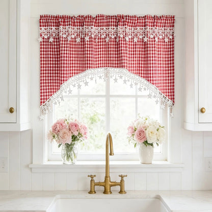 ✨ JETZT 50 % RABATT! ✨ Vielseitiger Vorhang im Landhausstil mit Spitze und Sternquasten
