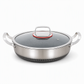 🍳Thickened Stainless Steel Nonstick Stir Fry Pan with Lid – Flat Bottom Cooking Wok with Dual Handles, Tri-Ply Thermal Core, Laser-Etched Scratch-Resistant Surface & Even Heat Distribution