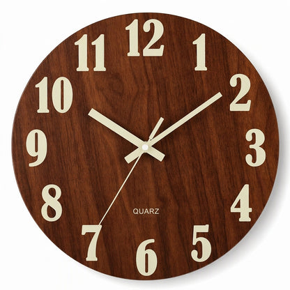 🔥 Zeitlich begrenztes Angebot 🕰️ 12 Zoll geräuschlose hölzerne Wanduhr – mit leuchtender Anzeige und MDF-Holzoptik ✨