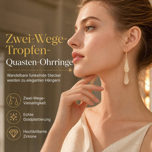 💎 50% RABATT! ✨ Tropfen-Ohrringe – Zirkonia, vergoldet & 2-in-1 tragbar ✨