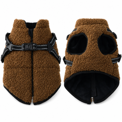 🔥50 % Rabatt🔥 Warmer Winterhundemantel mit Reflexstreifen & Geschirr – für kleine & mittelgroße Hunde ❄️