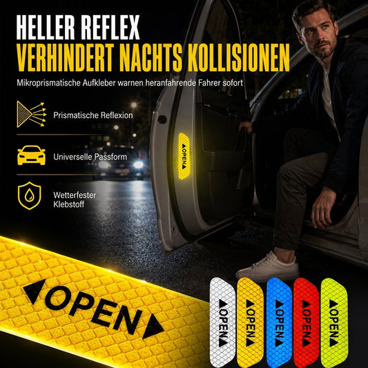 📢📢50% RABATT !!⏰4 Stück Auto Tür Reflektierende Warnaufkleber Öffnen Sicherheits Anti Kollision Aufkleber
