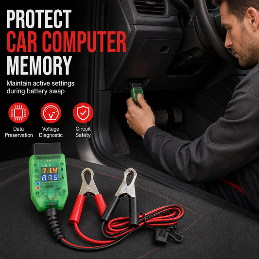 ⏳🔥LIMITED-TIME 50% OFF! ⏰Car OBD Battery Replacement Tool and Computer Memory Saver with Digital Display Leakage Detector