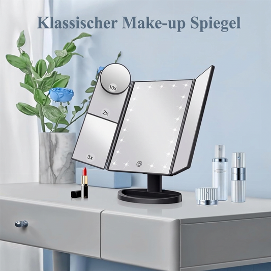 Three-Panel Makeup Mirror with Lighting